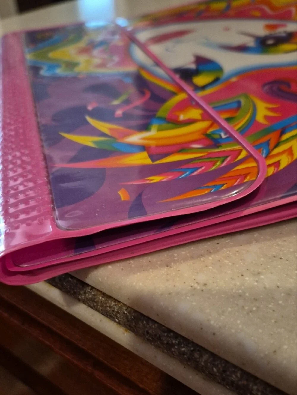 Vintage 1990s Lisa Frank Mardi Gras Clown Masquerade Jester Tri-Fold Binder